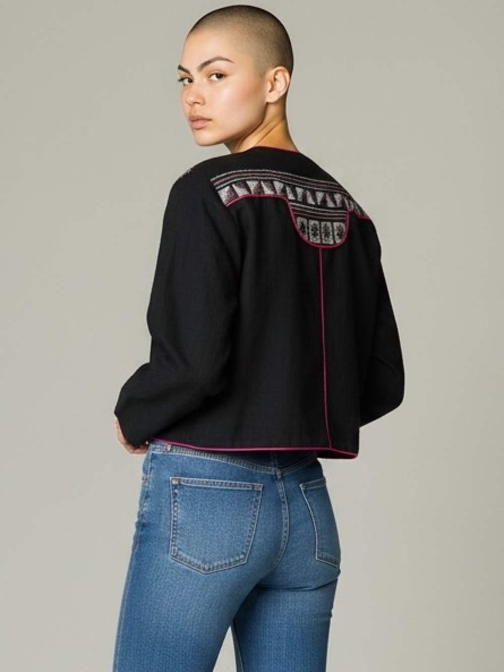 Vintage Embroidered Bolero Cropped Jacket from Thailand - Medium